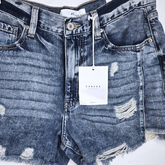 NWT KANCAN Stacy High Rise Mom Jean Shorts Distressed Frayed Size 9/28 - Picture 9 of 12